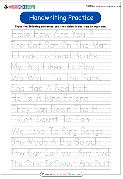 handwriting practice sentences for ks2 worksheet pdf