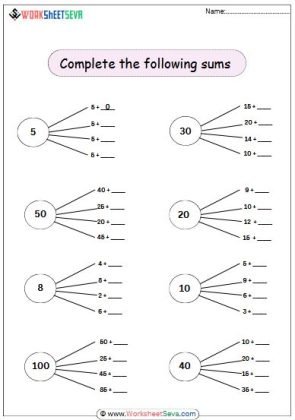 Complete the following sums worksheet