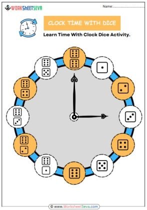 Learn Time With Clock Dice Activity Worksheet pdf