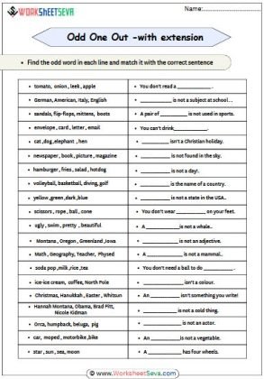 Odd One Out with Extension worksheet