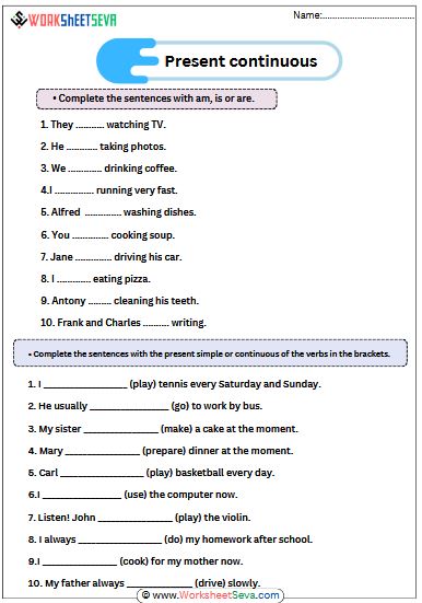 Present Continuous worksheet