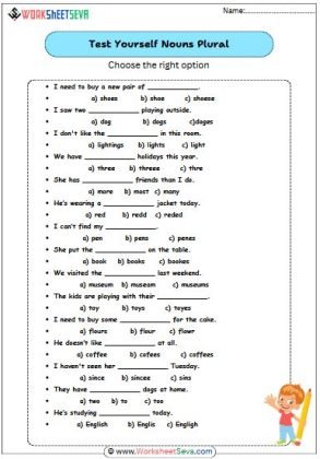 Test Yourself Nouns Plural worksheet