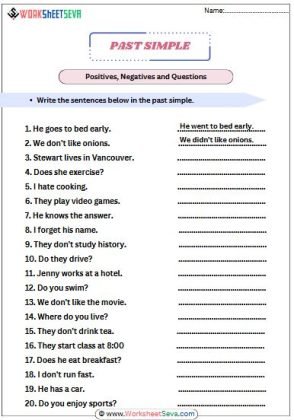 Past Simple Sentences Exercises worksheet