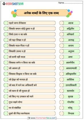 अनेक शब्दों के लिए एक शब्द chart