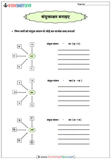 संयुक्ताक्षर बनाइए worksheet