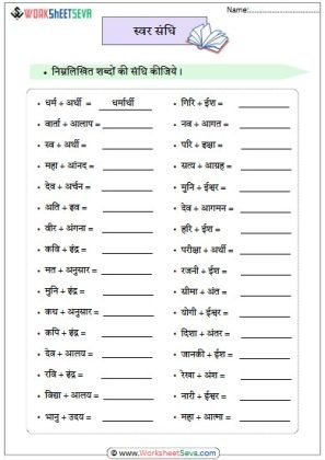 स्वर संधि कीजिए
