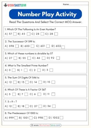 Number Play Class 6 Worksheet pdf