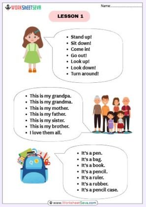 free Reading Sentences for class 1 chart printable