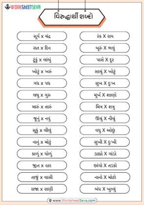 વિરોધી શબ્દો ચાર્ટ ધોરણ - 6 pdf