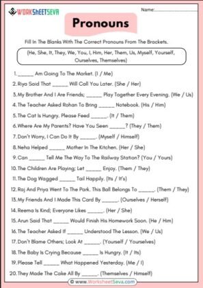 Fill In The Blanks With Pronouns Worksheet pdf