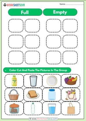 Full And Empty Concept For Kindergarten worksheet