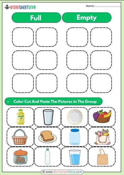 Full And Empty Concept For Kindergarten worksheet