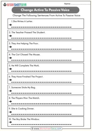 Change The Voice Worksheet