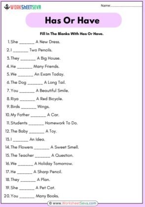 Fill In The Blanks With Has Or Have Worksheet pdf