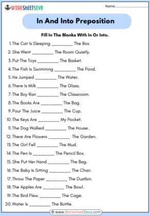 In And Into Preposition Worksheet pdf