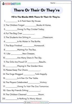 There Or Their Or They're Worksheet pdf