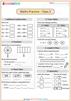 Daily Math Review Worksheets for Grade 3 Students